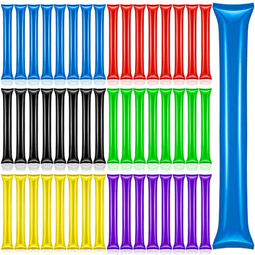 Zhanmai 120 Pcs Thunder Sticks Team Spirit Boom Stick Cheering Accessories Bulk Thicken Plastic Inflatable Noise Makers for Sporting Events Cheerleading Supply for Basketball Football Team 6 Colors