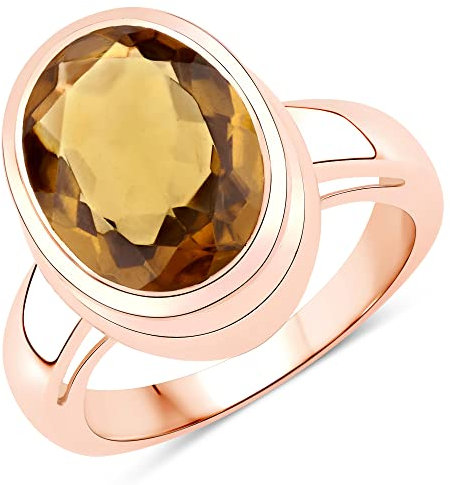 XEN Ring mit champagner Quarz 925 Sterlingsilber rosèvergoldet 52 (16.6)