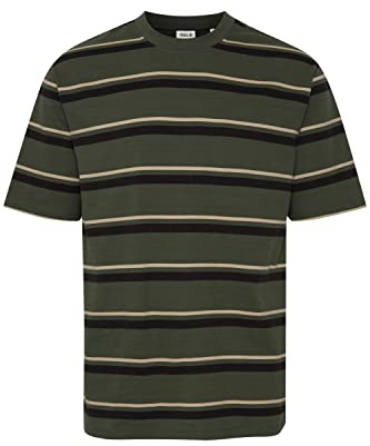 !Solid SDVicente Herren T-Shirt Kurzarm Shirt Basic Rundhals-Ausschnitt Casual Fit Streifen, Größe:M, Farbe:Thyme (190309)