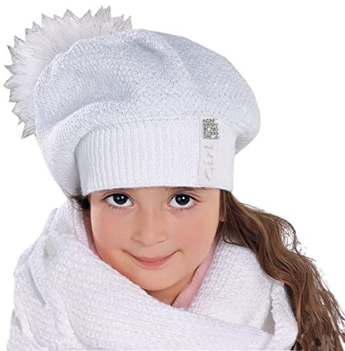 Smarilla Mädchen Winter Mütze Schlauchschal Loop Set Bommel Strick Glitzer