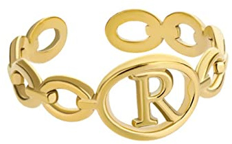 MAYIYAHO Initial Briefringe für Frauen Edelstahl A-Z Einstellbare Gothic Kuban Ketten Ring Weibliche Vintage Ästhetik Schmuck Anillos