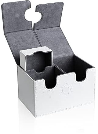 UAONO Deck Box für Magic the Gathering Karten, Kartenbox mit Würfel Tray für 200+ Karten, Premium Magnetic Sammelkarten Box Kompatibel mit MTG Commander (Weiß)