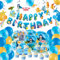 Décoration Anniversaire Bannière Thème Marine Set de Vaisselle jetable Assiettes, Gobelets, Paillettes, Serviettes avec Ballon de Fête Topper de Gâteaux Thème Sirène pour Fille Ocean Party