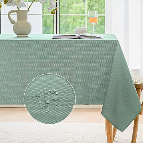 Softalker Rechteckige Tischdecke mit gewebter Textur, glänzender Jacquard, wasserdicht, knitterfrei, auslaufsicher, waschbar, Tischdecke für Urlaub, Party, Abendessen, 152,4 x 213,3 cm, Salbeigrün