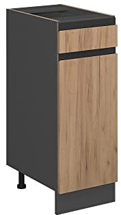 Vicco Küchenunterschrank R-Line, Goldkraft Eiche/Anthrazit, 30 cm J-Shape, ohne Arbeitsplatte