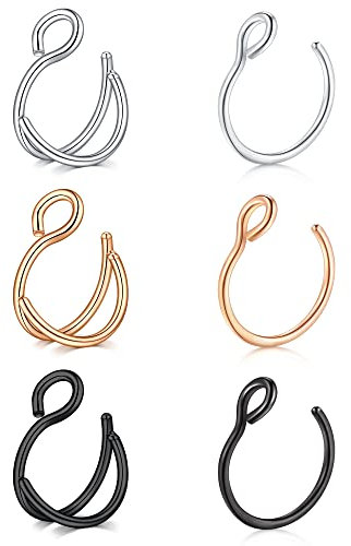 Incaton Doppelt Fake Nasenpiercing Hoop Fake Nasen Ring Fake Ohr Helix Cartilage Ring Clip Septum Ohrring Piercing