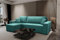 Kaiser Möbel, Ecksofa mit schlaffunktion, mit Bettkasten, Schlafsofa Atos, Designer Sofa, Modern Design Couch, Polsterecke, Freistehend, Polsterung Samt, Blau Links