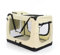 Fudajo Faltbare Transportbox für Hunde, Katzen XXXL (101x68x70cm), robust, leicht, sicher, Hundebox mit Tragegriff und Decke, Beige