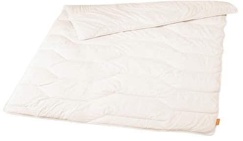 sleepling Schurwolle Ganzjahresdecke Bezug 100% Baumwolle medium Bettdecke 135 x 200 cm, weiß