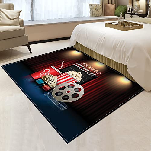 YEMYOR Retro Creative Cinema Atmosphere Carpet, Popcorn Coke Light Cinema Area Rugs, Machine Washable and Durable, Suitable for Studio, Living Room, Bedroom Decorative-70x120cm