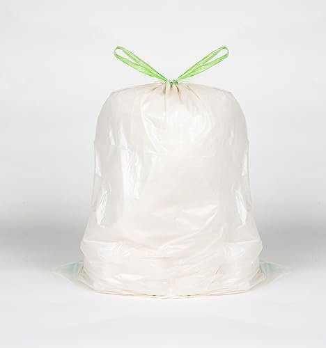 Drawstring Bin Liners,360 Extra Strong Kitchen 30L (20 Bags), White