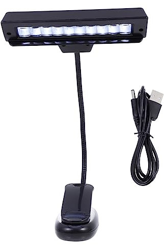 TOPPERFUN Verstellbare LED Notenständerlampe mit Klemme Batteriebetriebene Leselampe für Klavier und Musik Flexible Nachttisch und Schreibtischleuchte für Wohnzimmer und Schlafzimmer