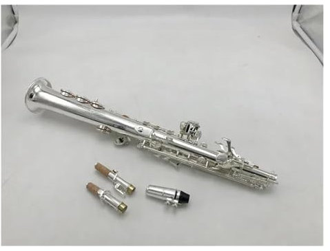 saxophon Sopransaxophon Mit Gerader Pfeife, Messing, Silber, B-Saxophon, Musikinstrument Mit Mundstück