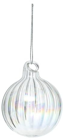 Atmosphera - Weihnachtskugel aus Glas 60mm weiß gestreift
