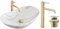 GTM Design Aufsatzwaschbecken Set mit Waschtischbatterie und Stopfen - Aufsatzwaschbecken Oval für Badezimmer - Modern Waschbecken ohne Hahnloch - Waschbecken mit Armature - Modell 15