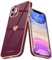Teageo for iPhone 11 Case Cute Heart Pattern for Women Girls Slim Luxury Bling Plating Soft TPU Anti-Scratch Shockproof Bumper Phone Case for iPhone 11, Wine red
