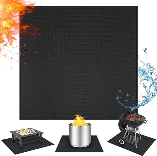 Amerbro 101,6 x 101,6 cm hitzebeständige runde Untergrillmatten für Outdoor-Grill und Feuerstelle, kompatibel mit Solo Stove Ranger – feuerfeste Terrassen-Schutzmatte – leicht zu reinigen