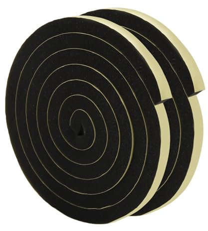 HIKPACKER 2 Rollos Burlete Espuma Puerta, 12mm x 12mm Cinta Adhesiva de Espuma Autoadhesiva, Ventanas Burlete, Cinta de Espuma, Burletes para Puertas, Junta de Espuma para Puerta, Total 4 Metros