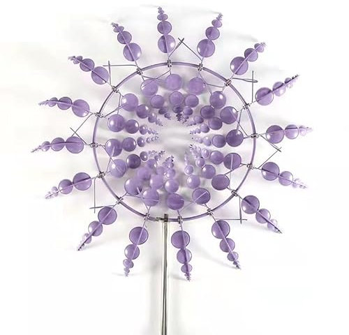 Windrad Garten, Magische windmühle aus Metall, Magische gartenmühle, Windspiel Garten, Windmühle Garten, Geeignet für Gärten, Terrassen, Rasenflächen, Höfe usw (Lila)