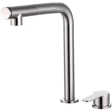 XJTNLB Miscelatore Cucina Sottofinestra con Doccetta Spazzolato Rubinetteria Cucina Due Fori con 2 Modalità Miscelatori da Cucina per Sollevamento