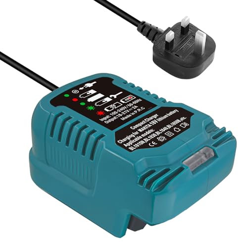 Mini Ladegerät für Makita 18V, 2A Akku Ladestation Kompatibel mit Makita 18Volt Li-Ion Akku BL1815 BL1830 BL1840 BL1850 BL1860 BL1890 mit LED Inditator