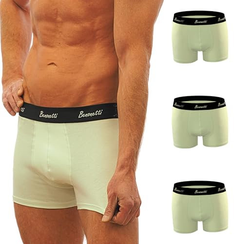 Benonetti Herren Boxershorts (3er Pack) aus Premium Baumwolle – Sportliche, atmungsaktive Männer- mit elastischem Bund (DE/NL/SE/PL, Alphanumerisch, XL, Regular, Regular, Hellgrün)