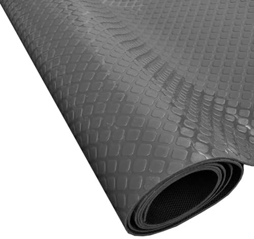 Innovz Waterproof Rubber Flooring Roll Checkerboard Plate, 1m 2m 3m 4m 5m Rubber Floor Mats with Non-slip Bottom, Garage Warehouse Workshop Parking Shed(Gray,0.6 x 1m/2 x 3.3ft)