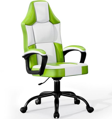 Sedia Gaming Ergonomica Blu, Poltrona Gaming in Pelle PU Traspirante, Gaming Chair Regolabile in Altezza, Sedie Gaming Girevole Mobile, Comoda Poltrona Gamer per Adulti e Bambini (Verde)