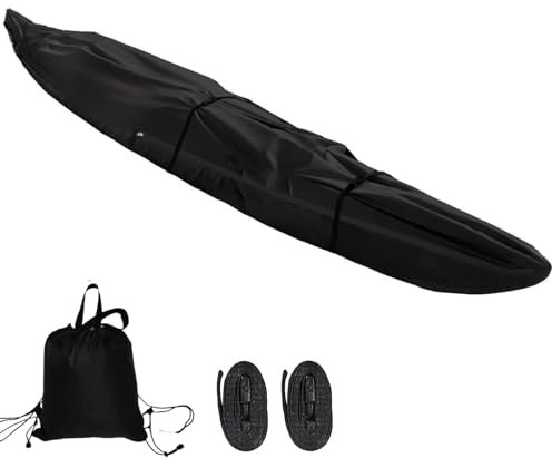 Bootsplane Kajak Abdeckung UV,420D Kanu Abdeckung Plane Bootsplane Kanu Abdeckplanekanu Kajak Abdeckplane Wasserdicht Staubdicht Abdeckplane für Kanu Kajak(Schwarz,18FT)
