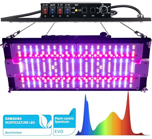Grow Lampe 150W Pflanzenlampe - Unabhängiger Vollspektrum Wachstumslicht UV IR Rot Blau Licht Schalter mit Samsung LM301H EVO Dioden Dimmbare LED Grow Light für Zimmerpflanzen