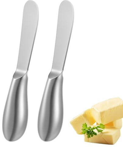 CIATBYYJ 2Pcs Butter Knife Spreader, Stainless Steel Butter Knives, Sliver Cheese Knife Set, Multipurpose Butters Spreader for Cheese Cold Butters Jam Pastry making Charcuterie Utensils