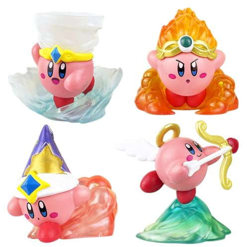 4 Stück Kir-byy Figuren Set Tortendekoration Kir-byy Tortendeko Geburtstag Kuchen Topper Mini Kuchen figuren, Autodekoration, für Kuchen Geburtstag Dekoration Kinder Party Dekoration