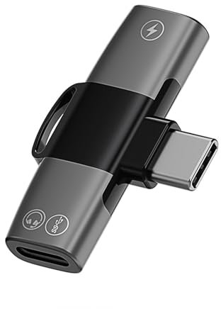 Coolden USB C Doppelstecker Kopfhörer und Laden 3 in 1 Splitter Audio Dongle Data Adapter für iPhone 16 15 Pro Max Samsung Galaxy S24 S23 S22 Pixel