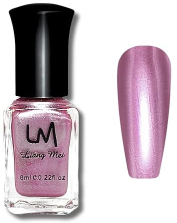 Smalto in metallo con effetto specchio, 6 ml, colore rosa, per nail art, senza lampada UV (rosa)