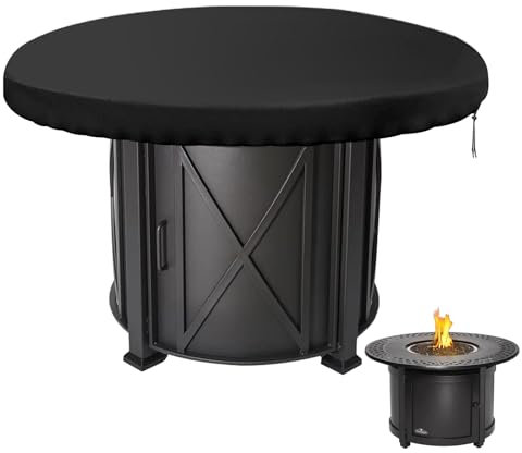 Housse de Protection pour Plaque de Feu, 420D Housse Brasero Rond 100 Cm Anti-UV Etanche Housse Barbecue Exterieur, Oxford Ronde Brasero Protection pour Plaque de Feu Et Plaque de Barbecue Noir
