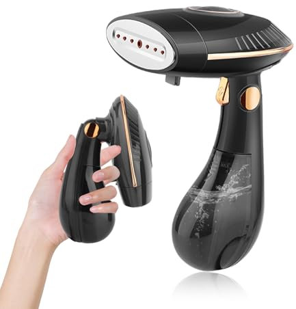 Steamer Dampfglätter 1500W, Dampfbürste Steamer Schnelles Erwärmung 25G/Min Dampf, Faltbar, Kein Bügelbrett erforderlich, Dampfglätter Kleidung für Zuhause und Reisen