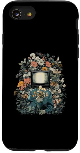 Art de fusion de la nature surréaliste et florale pour téléviseur vintage Coque pour iPhone SE (2020) / 7 / 8