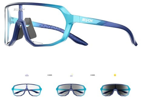 SCVCN Photochromique Lunette de Cyclisme Sport Homme Femme Transparente UV400 Vélo VTT Course Conduite Volleyball Golf Softball 16