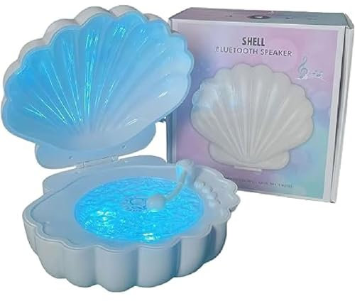 Moana Shell Speaker, Moana Shell Light, Muschel-Lampe mit Bluetooth-Lautsprecher, Ozeanwellen-Projektor mit 7-Farben-Beleuchtung, Muschel-Nachtlicht Lautsprecher für Schlafzimmer, Wohnzimmer, Büro