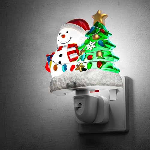 LOHAS-LED Night Light Plug in Wall, Christmas Tree with Snowman Night Lights, Decorative Xmas Nightlight, Rotatable, 5000K Cool White LED, Plug in Night Light for Hallway, Kids Room, Bedroom, Nursery