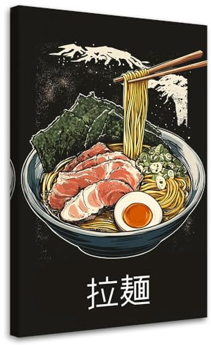 Feeby Wandbilder - Bilder Schlafzimmer - Ramen Essen Japan - 40x60 1tlg - Wohnzimmer Bild Groß - Wohnungs - Foto Geschenk - Leinwand Wall Art - Wand Deko