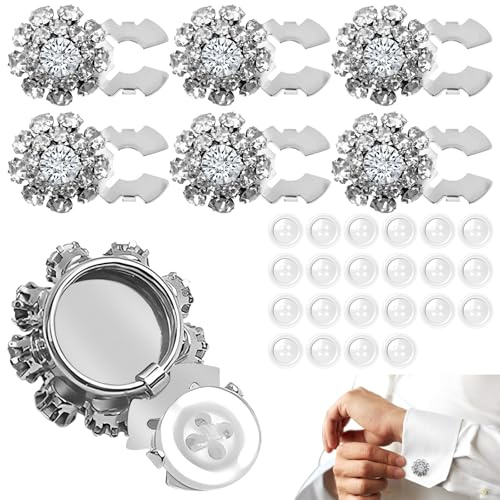 6 fundas de botones con diamantes de imitación, para coser botones, decoración para blusas de mujer, brillantes y exquisitas, ideales para manualidades de bricolaje, decoración de costura