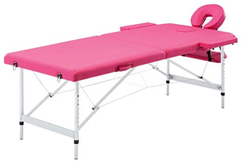 Snsowed Lettino da Massaggio a 2 Sezioni in Alluminio Rosa-110194