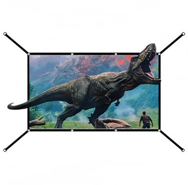 XHYdamile 84 inch Portable Projector Screen,16:9 HD 4K Wrinkle-Free | Portable Foldable Design for Camping Party, Home Theater,Office(with 4-Sided Pull Wires)