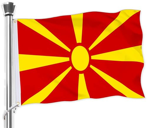 Macedonia Makedonien Flagge, große 3x5 FT makedonische Flagge, 36x60 Zoll große digitale doppelt gedruckte langlebige 75D dicke Polyester Dekorationen mit 2 Messing Grommet