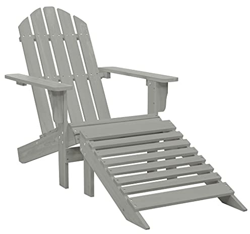 Bucmath Gartensessel mit Fußstütze Holz Grau, 70x153x88cm, Massivholz, wetterfest, für Garten, Balkon & Terrasse, bequemer Outdoor Stuhl