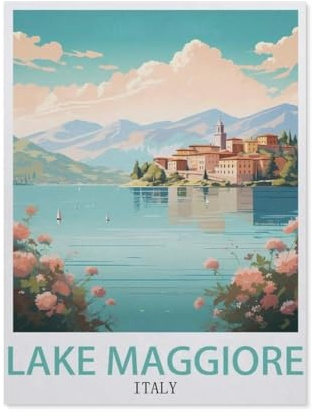 Metall-Blechschild, Poster Lago Maggiore, Italien, dekorative Wandkunst, Retro-Metallschild zum Aufhängen an der Wand für Bar, Pub, Restaurant oder als Heimdekoration 30x40cm