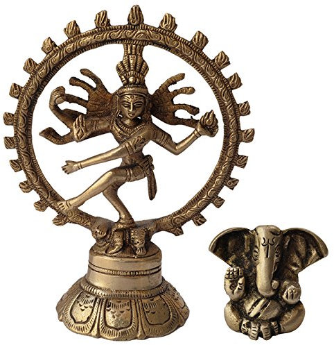 DakshCraft Tanzen Shiva Natraj Messing-Statue-Skulptur, mit kleinen Ganesha als Geschenk