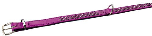 Nobby 78704-64 Halsband für Hunde - Crystal, L: 42 cm, B: 17/19 mm, zweireihig, Flieder/schwarz