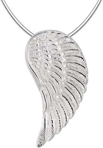 Vinani Anhänger Flügel groß mit Schlangenkette 45 cm Sterling Silber 925 Kette Italien AFG-S45